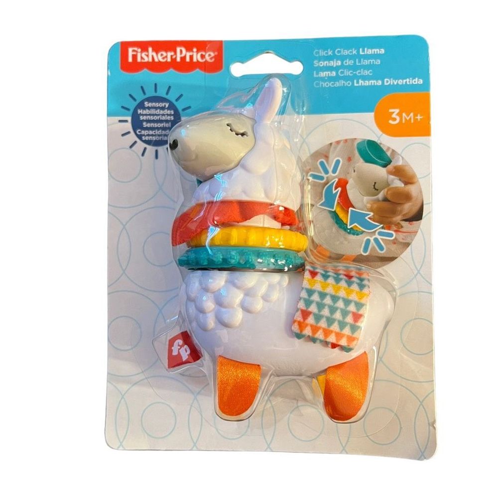 Fisher-Price Click Clack Llama, Take-Along Activity Toy Car Bright Colors 3 Text